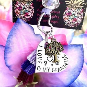 I love my Grand Kids Rear View Hanger- Grandma Gift - Boho Car Gifts